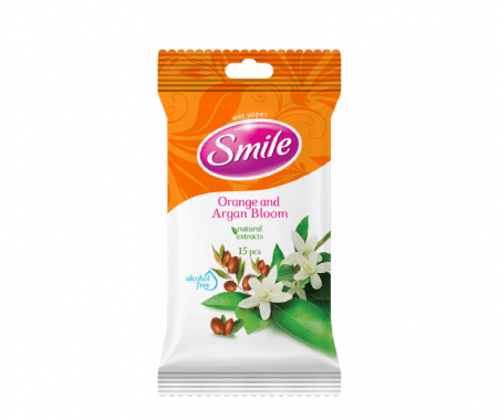 Кърпи мокри 15бр. Smile Argan