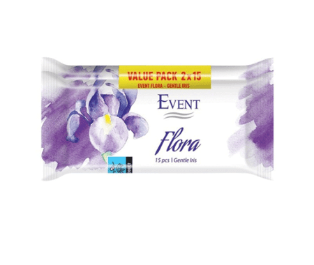 Кърпи мокри Евент Gentle Iris 1+1 / 2х15бр.
